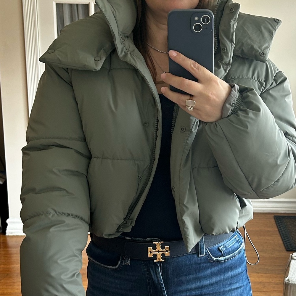 Zara crop jacket green